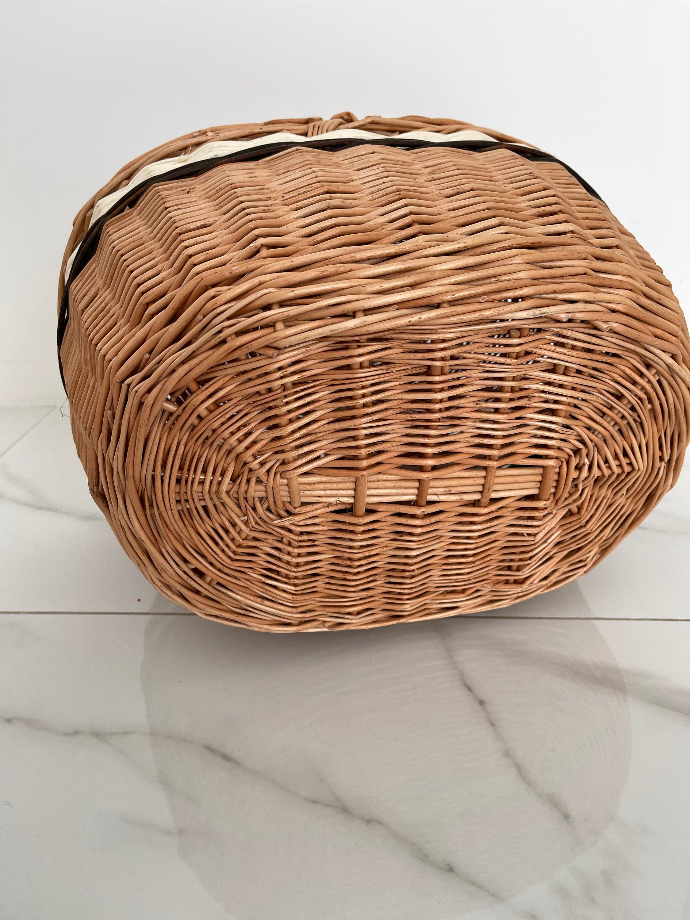 Oval Wicker Basket, Handmade Willow Picnic Basket, Market Basket, Willow Basket with Handle Rustic Wicker Basket Gathering Basket Handled