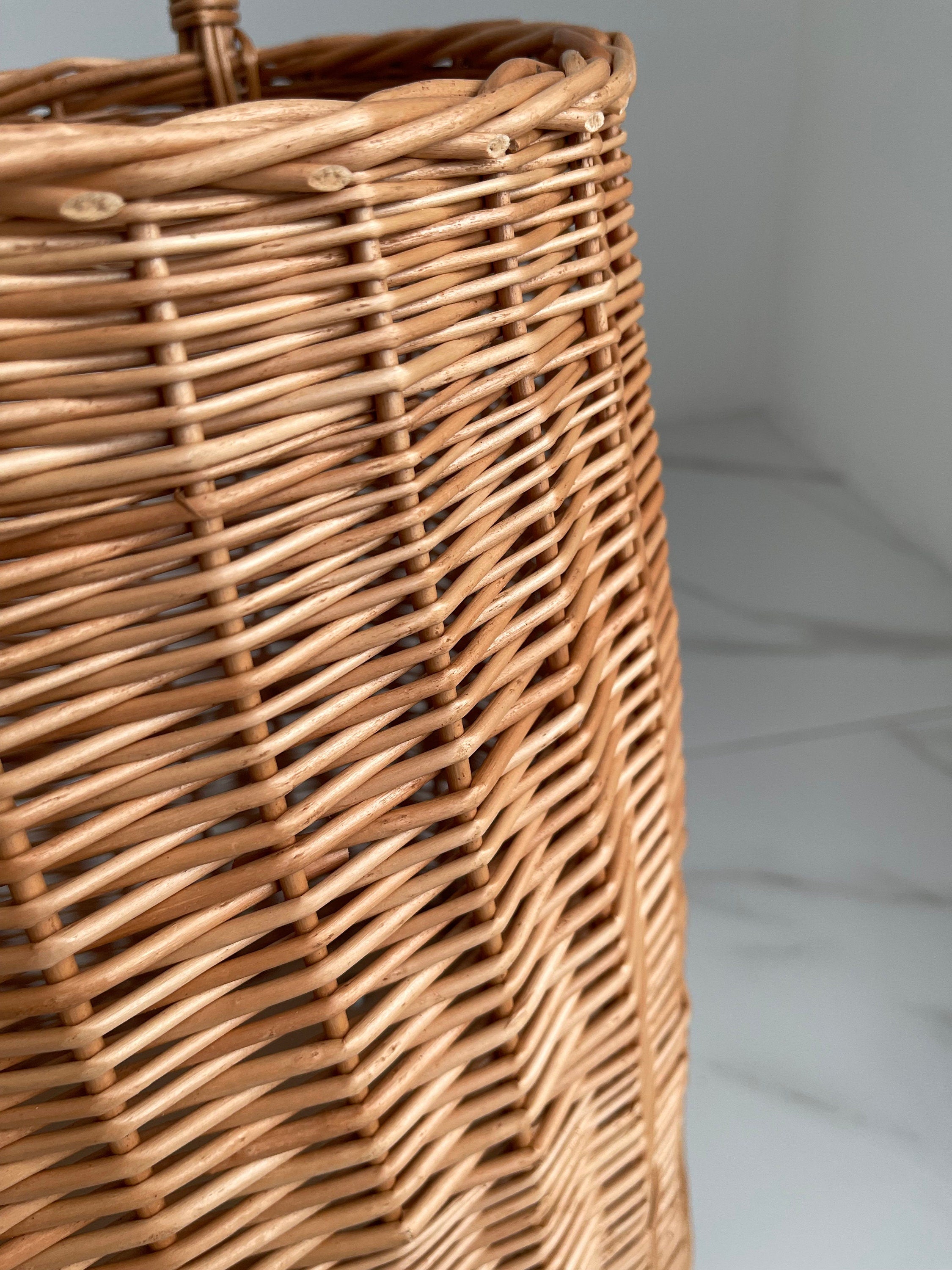 Плетеная тележка с ручкой, корзина для покупок Willow, корзина на колесиках, корзина для пикника с ручкой