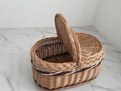 Wicker basket, Picnic basket, Picnic Wicker Basket, Handwoven Picnic Basket, basket with lid