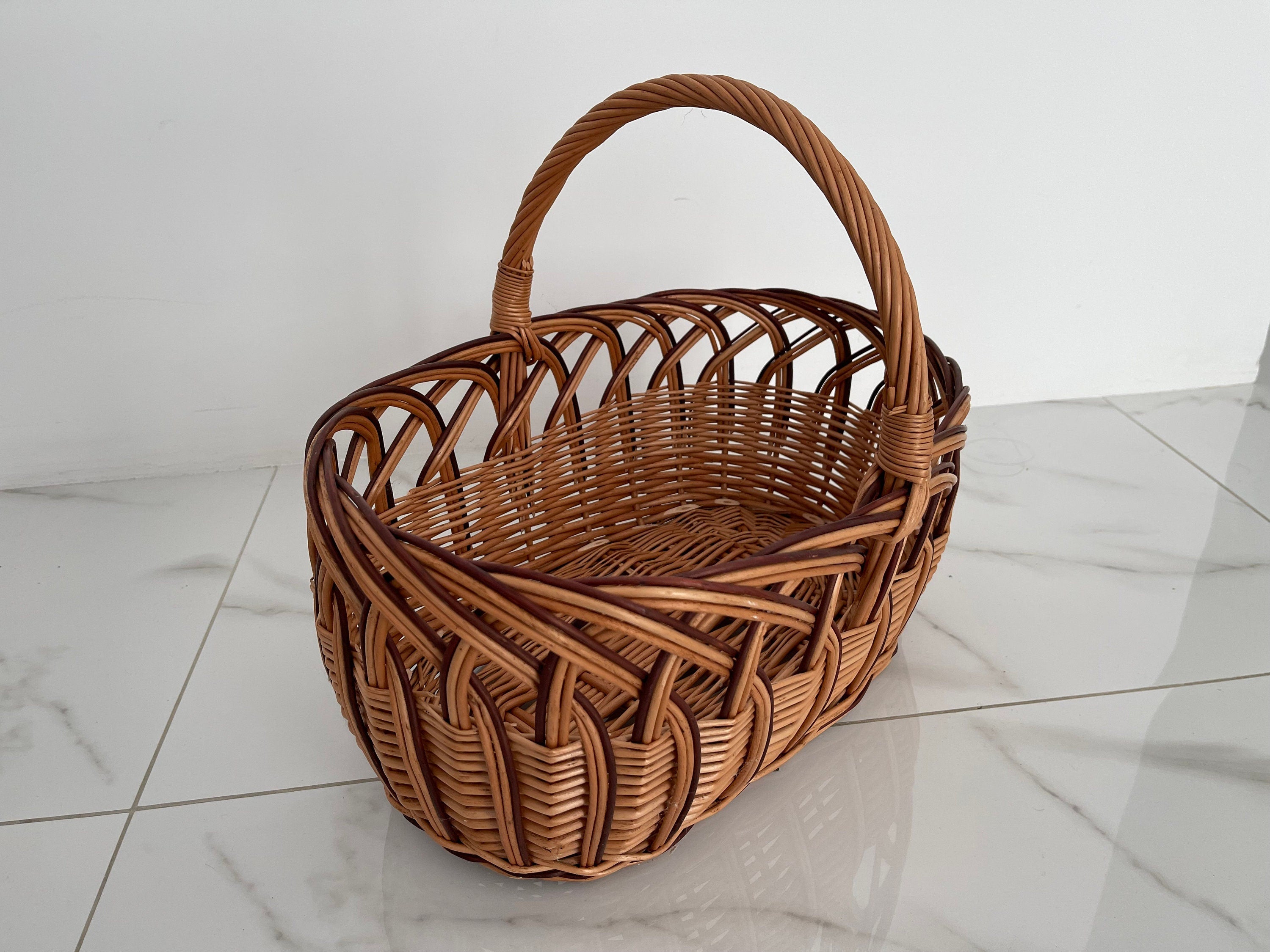 Rectangular Woven Basket, Large Picnic Basket for Camping, Picnic basket, Wicker basket, Storage basket