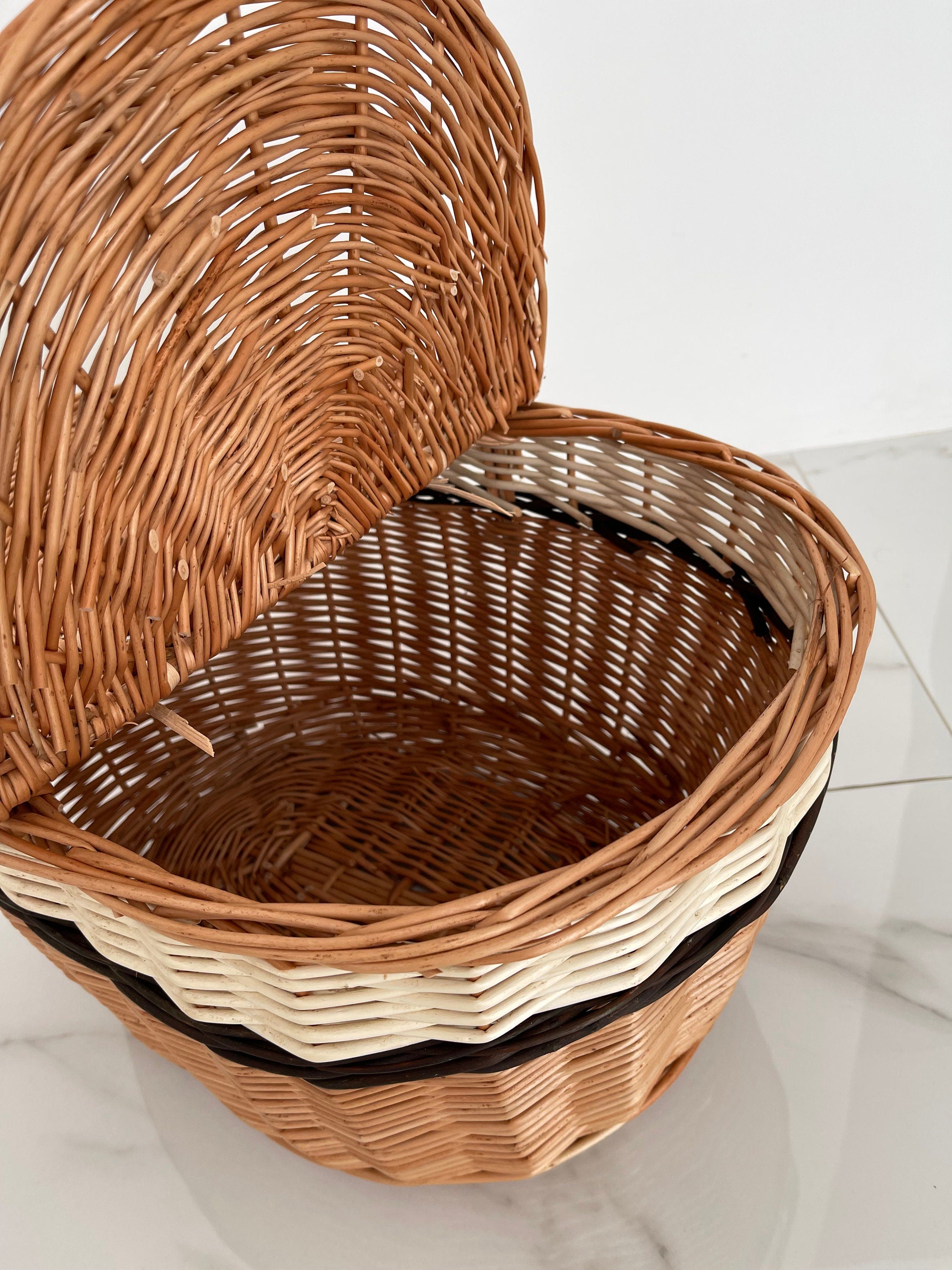 Oval Wicker Basket, Handmade Willow Picnic Basket, Market Basket, Willow Basket with Handle Rustic Wicker Basket Gathering Basket Handled