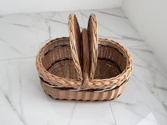 Wicker basket, Picnic basket, Picnic Wicker Basket, Handwoven Picnic Basket, basket with lid