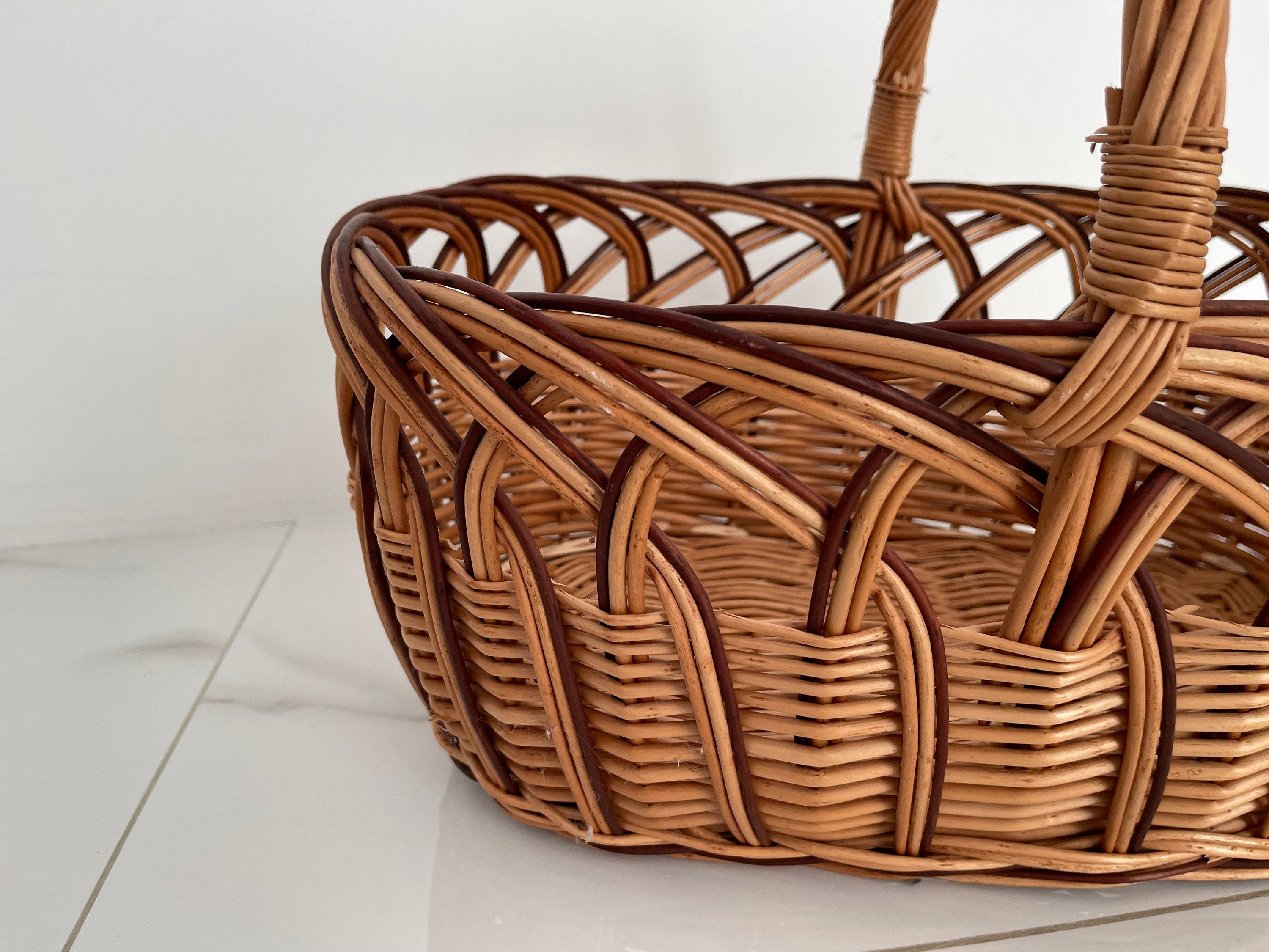 Rectangular Woven Basket, Large Picnic Basket for Camping, Picnic basket, Wicker basket, Storage basket