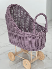 Wicker Baby Carriages, Wicker Doll Pram, Personalized Gift for Girls Wooden Doll Stroller 1st Birth Day