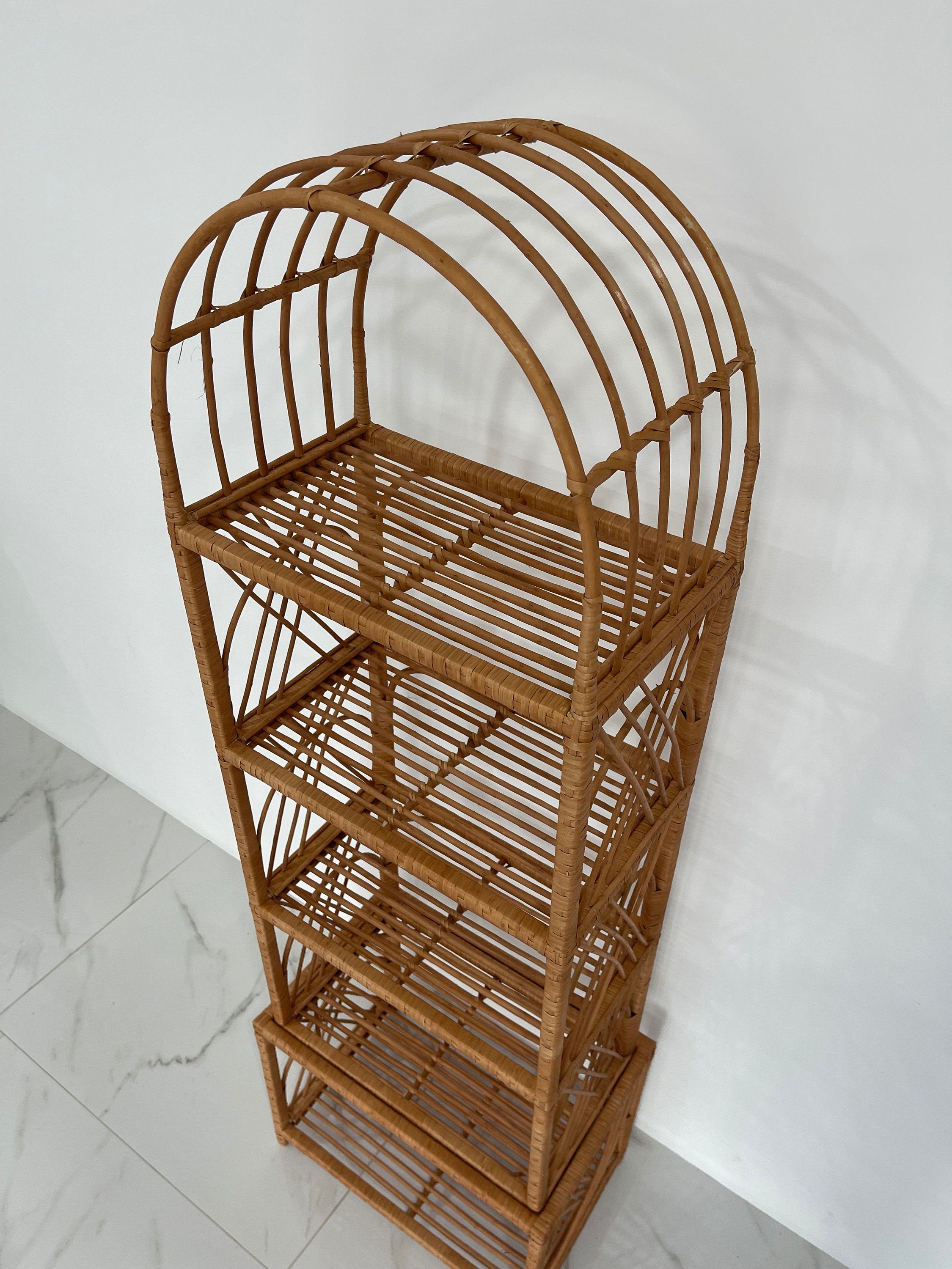 35/47/53/67 inches height wicker shelf, Storage shelf, Bookshelf, Plant shelf, Rattan shelf