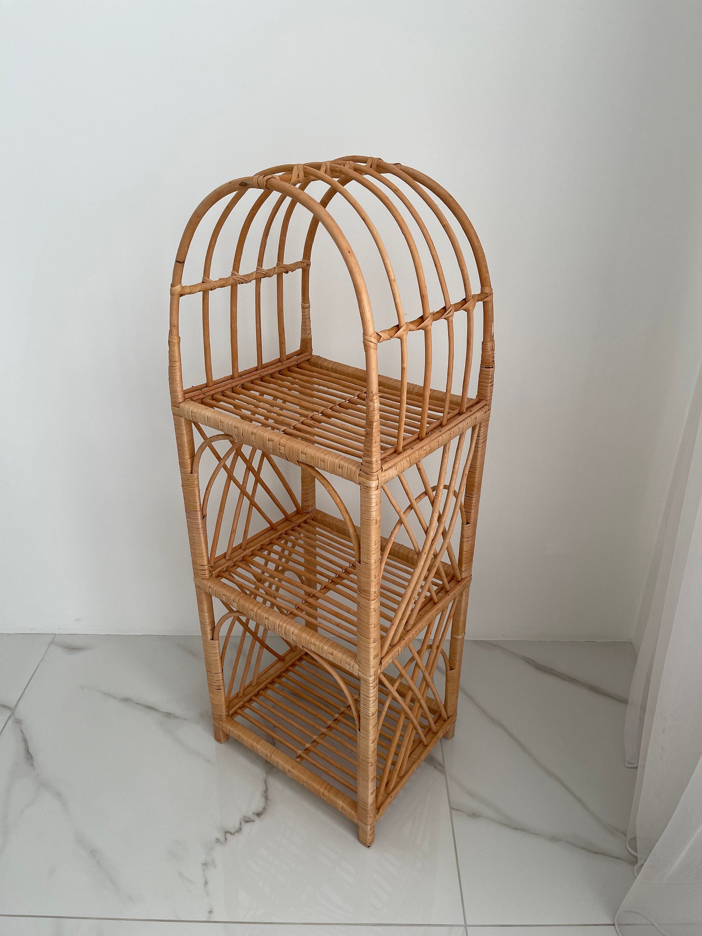 38/56/69 inch height rattan shelf, Wicker Shelf, Storage shelf, Bookshelf, Plant shelf, Rattan shelf