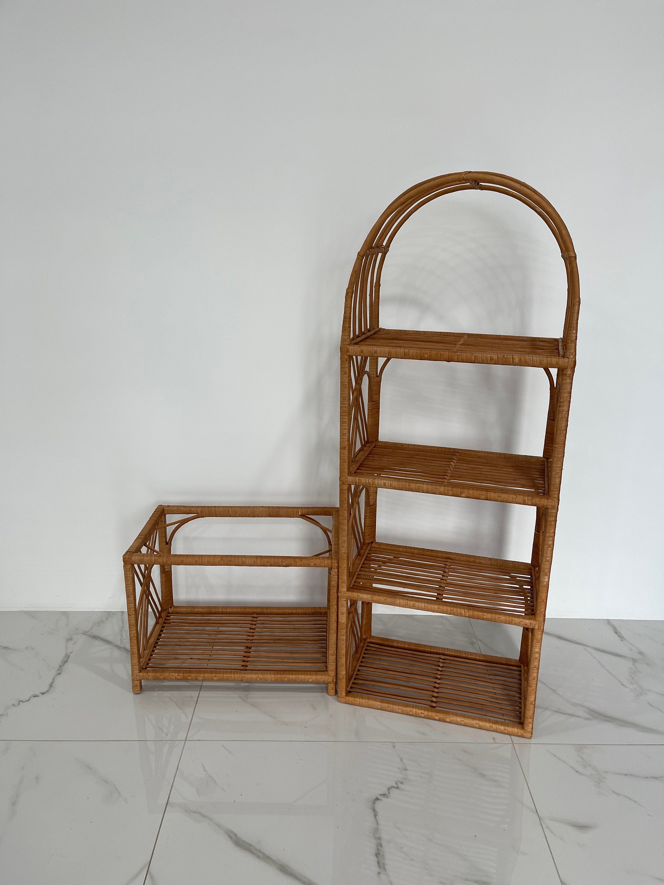 35/47/53/67 inches height wicker shelf, Storage shelf, Bookshelf, Plant shelf, Rattan shelf