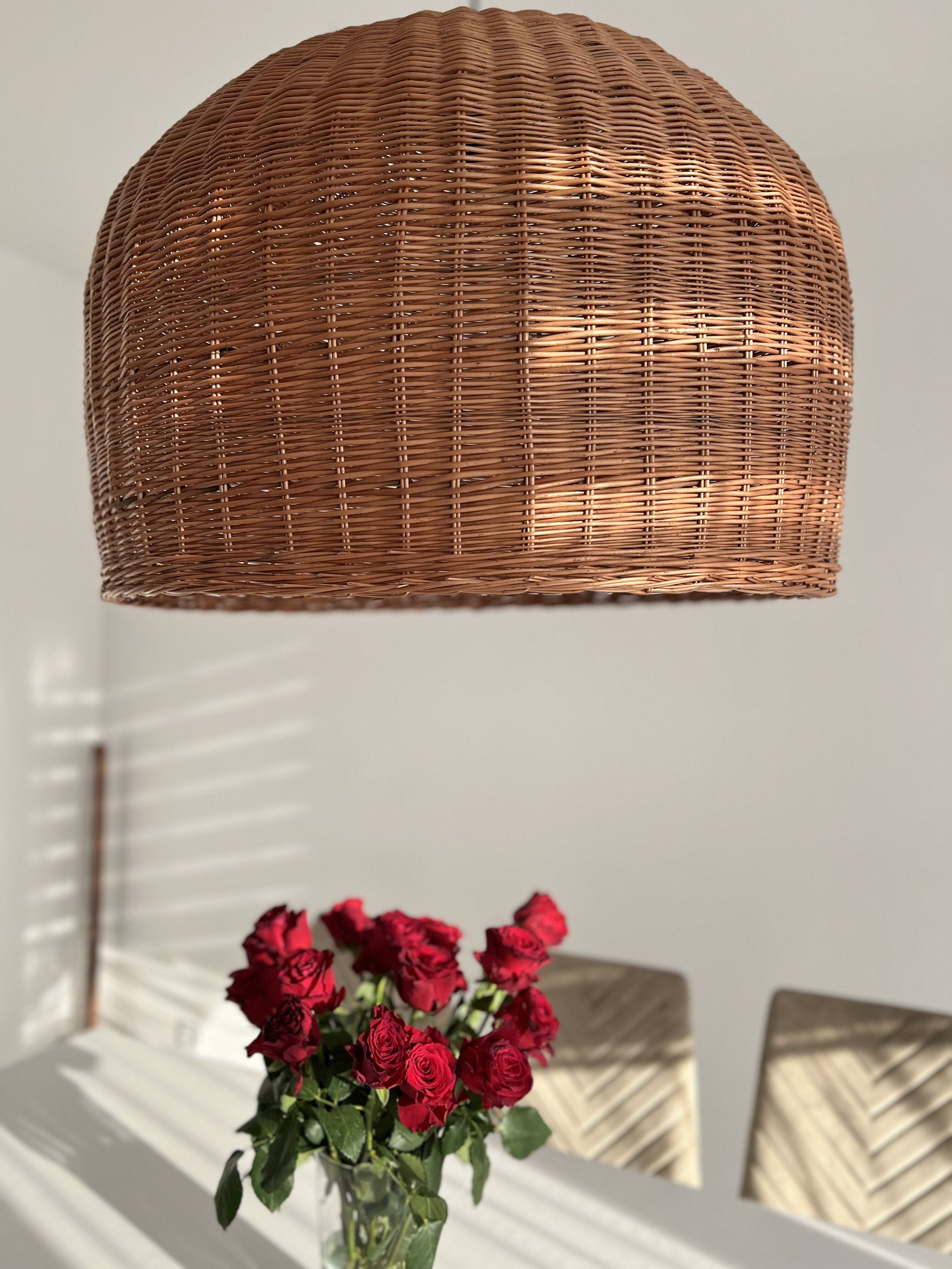 Handmade Pendant Light, Kitchen Lighting,Handmade Rattan Lamp Shade, Wicker Pendant Light Shade, Bedside Lamp, Kitchen Island Light Fixture