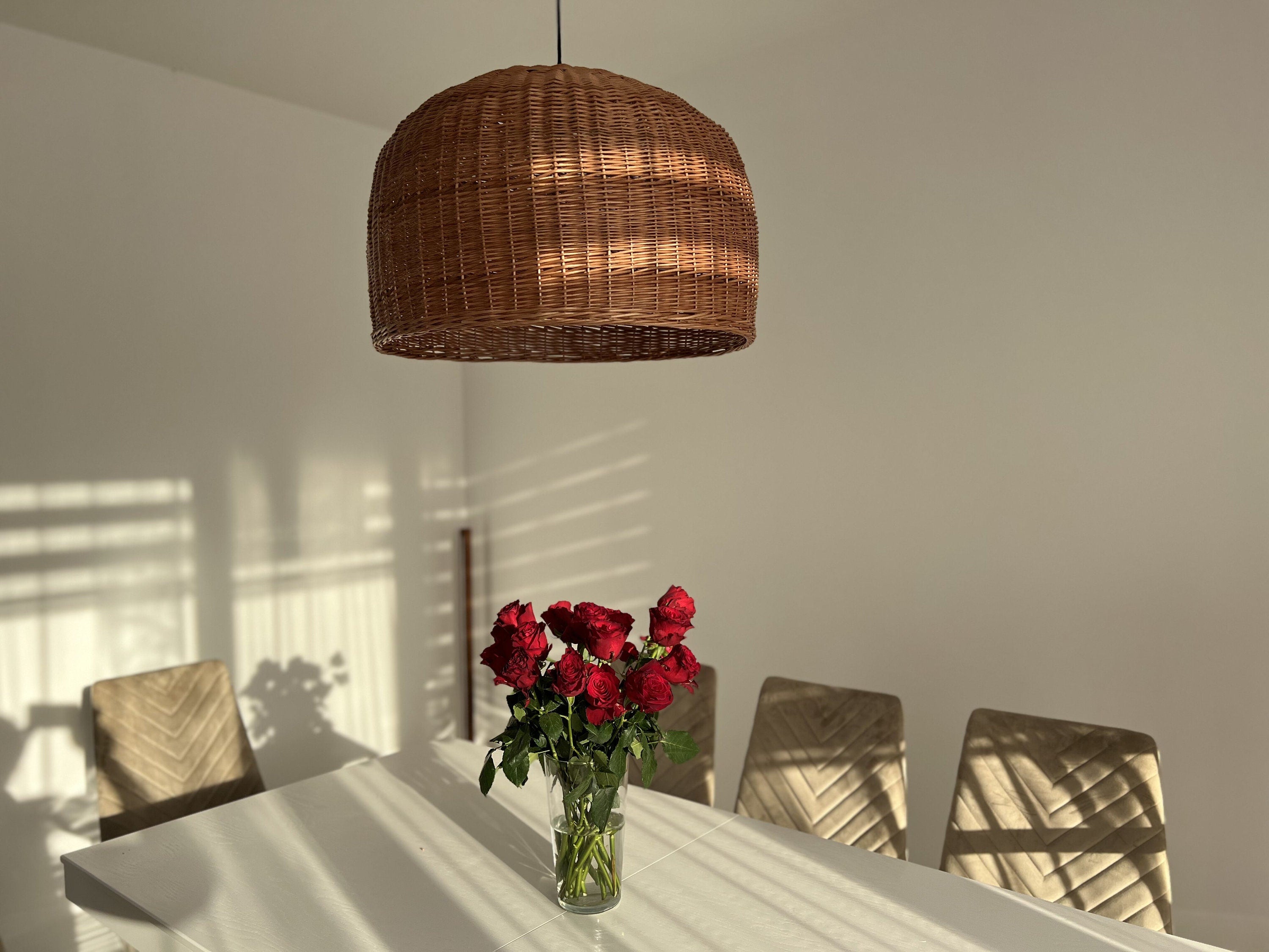 Kitchen Light Fixture, Kitchen Lighting,Handmade Rattan Lamp Shade, Wicker Pendant Light Shade, Bedside Lamp