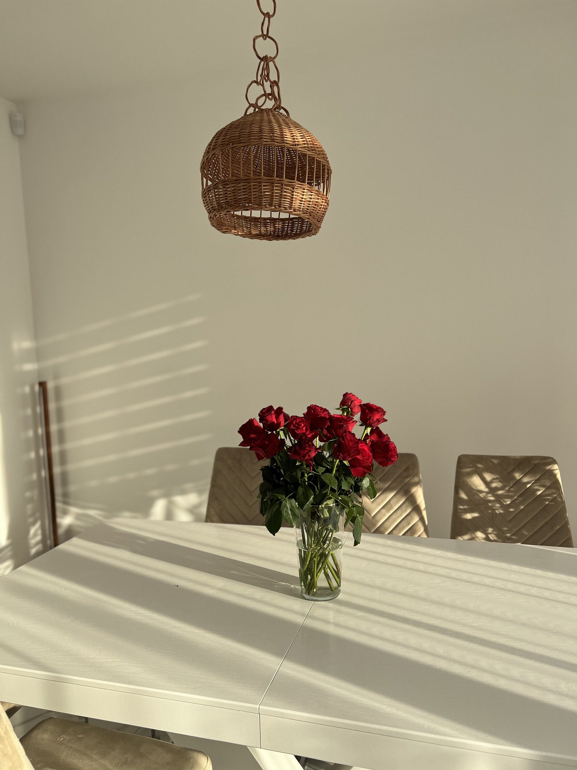 Wicker Pendant Light Shade, Wicker Lamp Boho Style, Lampshade Pendant, Lamp Rattan Chandelier Hanging Lamp Suspension Rotan Natural Lamp