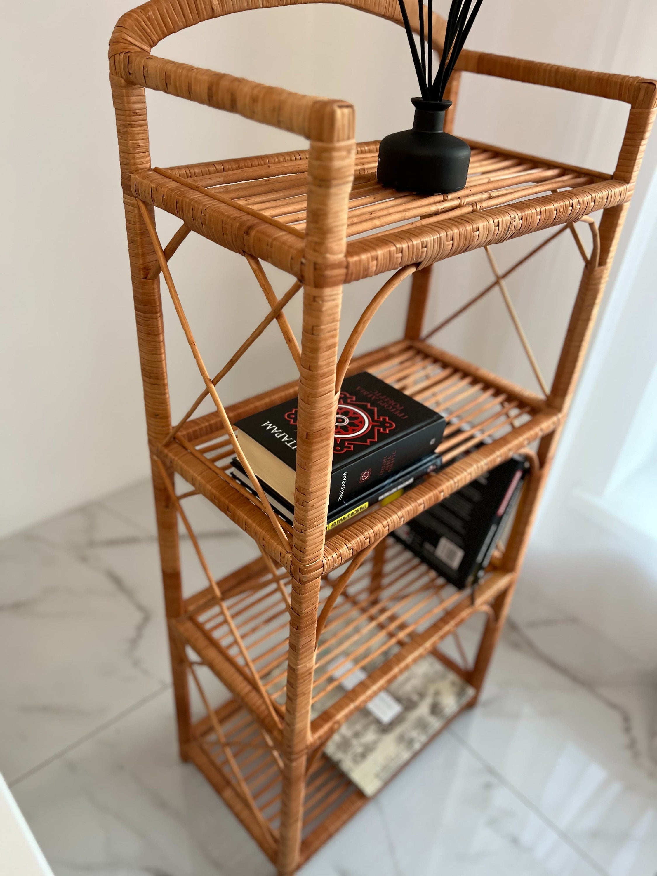 Boho shelf, Bohemian Furniture, Wicker Patio, Rack Bookshelf Storage, Shelf Plant, Shelf Boho Decor, Rattan Shelf, Room Decor Boho