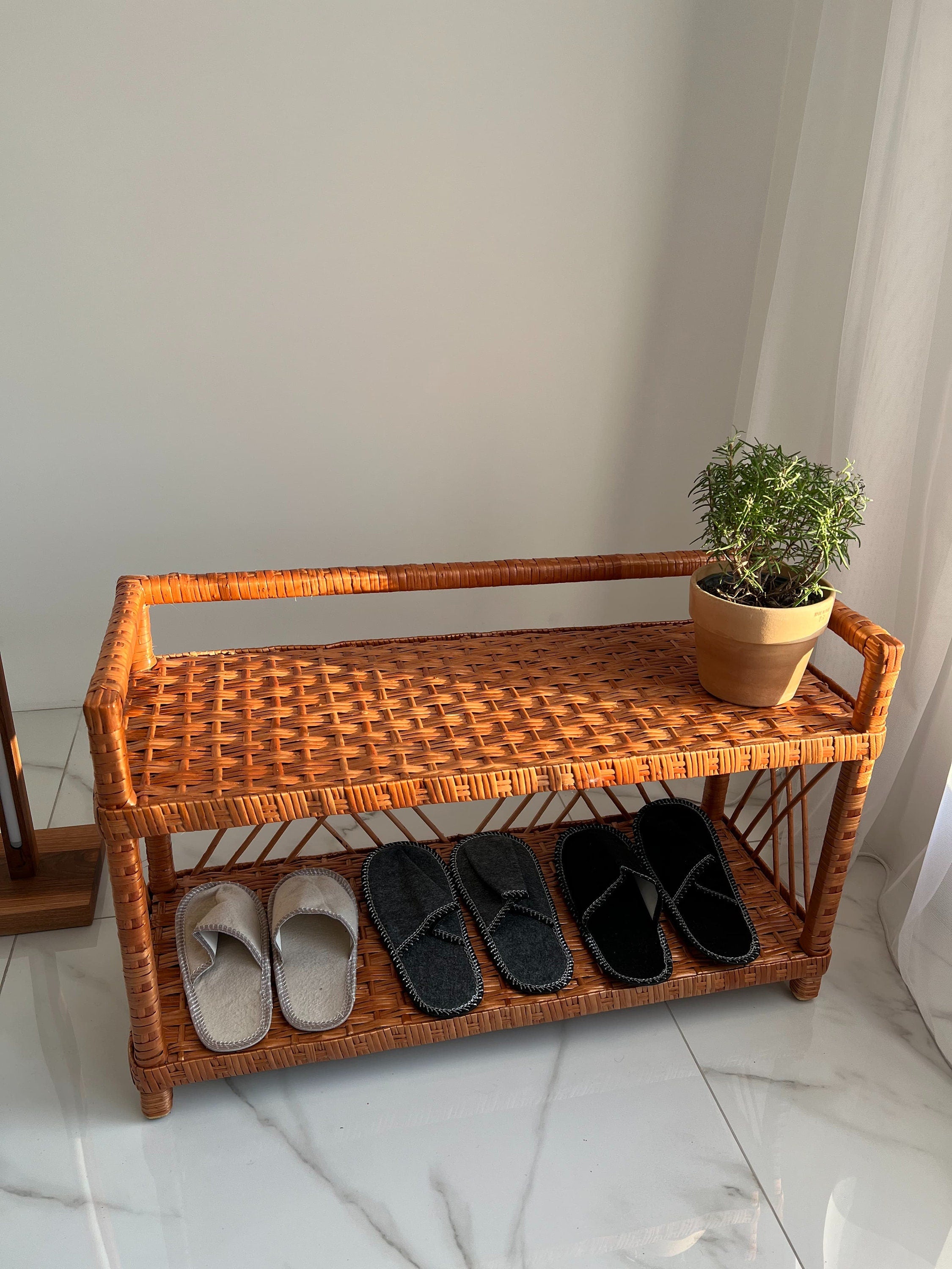 Wicker Shelf, Wicker Shoe Rack, Shoe Rack Bench, Wicker Shelf, Storage shelf, Bookshelf, Plant shelf, Rattan shelf