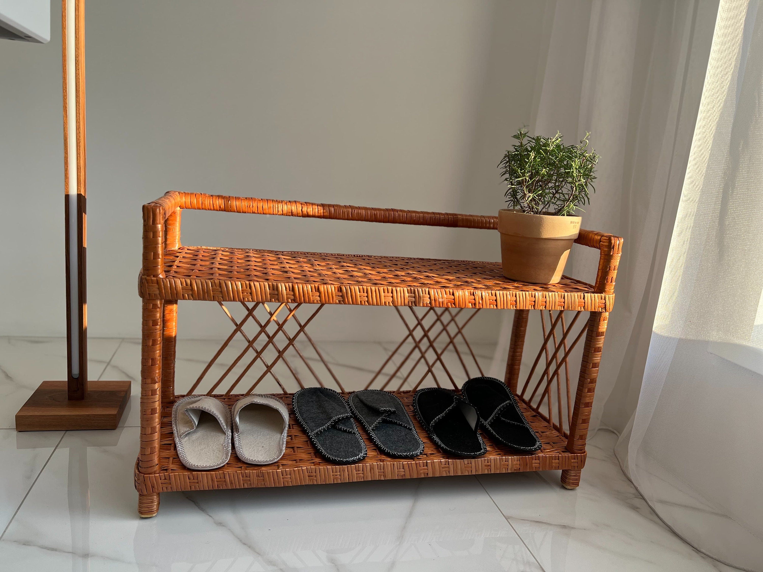 Wicker Shelf, Wicker Shoe Rack, Shoe Rack Bench, Wicker Shelf, Storage shelf, Bookshelf, Plant shelf, Rattan shelf