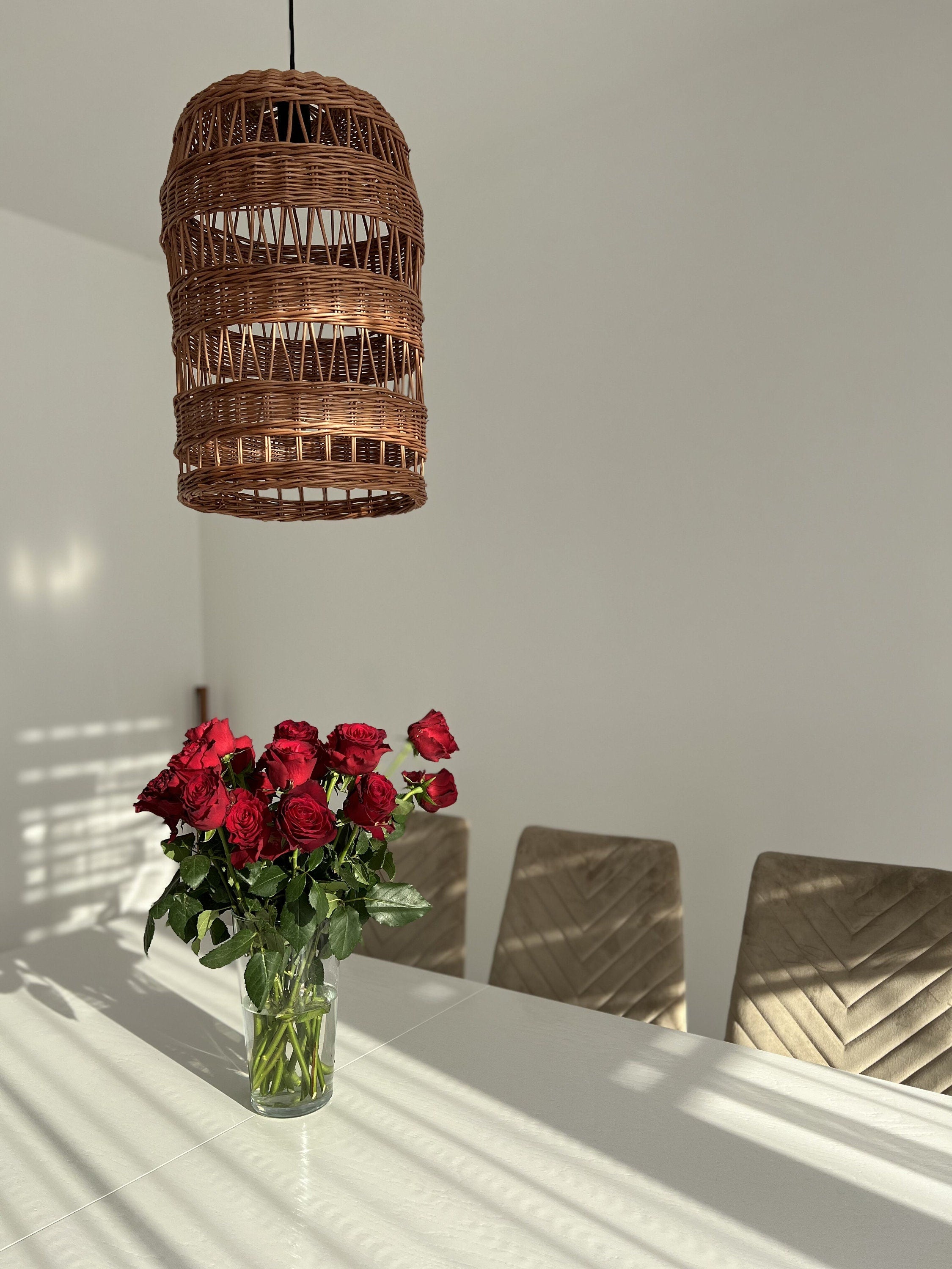 Rattan Pendant Light, Boho Woven Pendant Light, Wicker Rattan Lamp Shade, Ceiling Rattan Pendant Light Shade,Pendant light,Rattan Lamp Shade