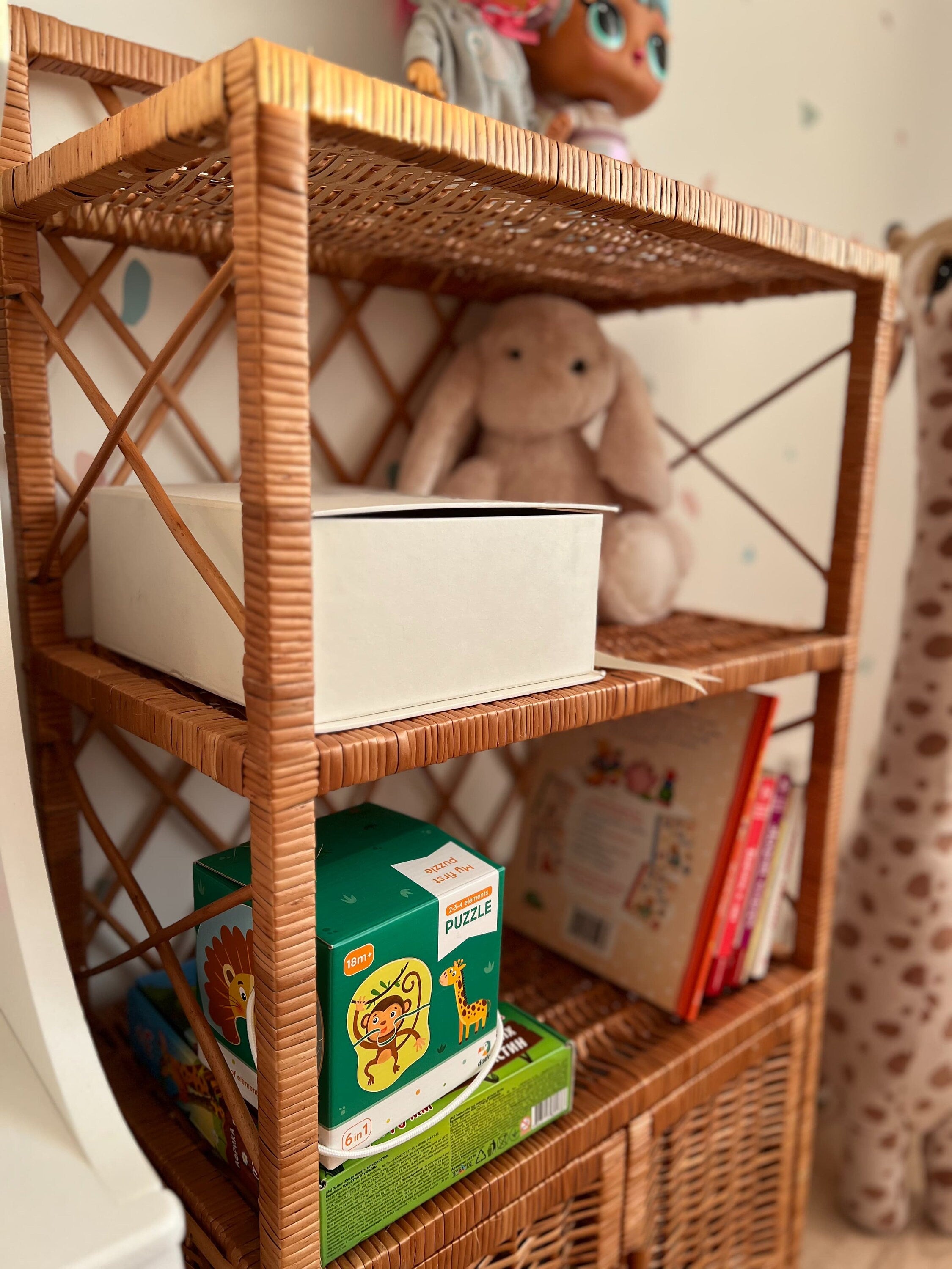 Wicker shelf, Wicker rack, Storage shelf, Bookshelf, Plant shelf, Rattan shelf