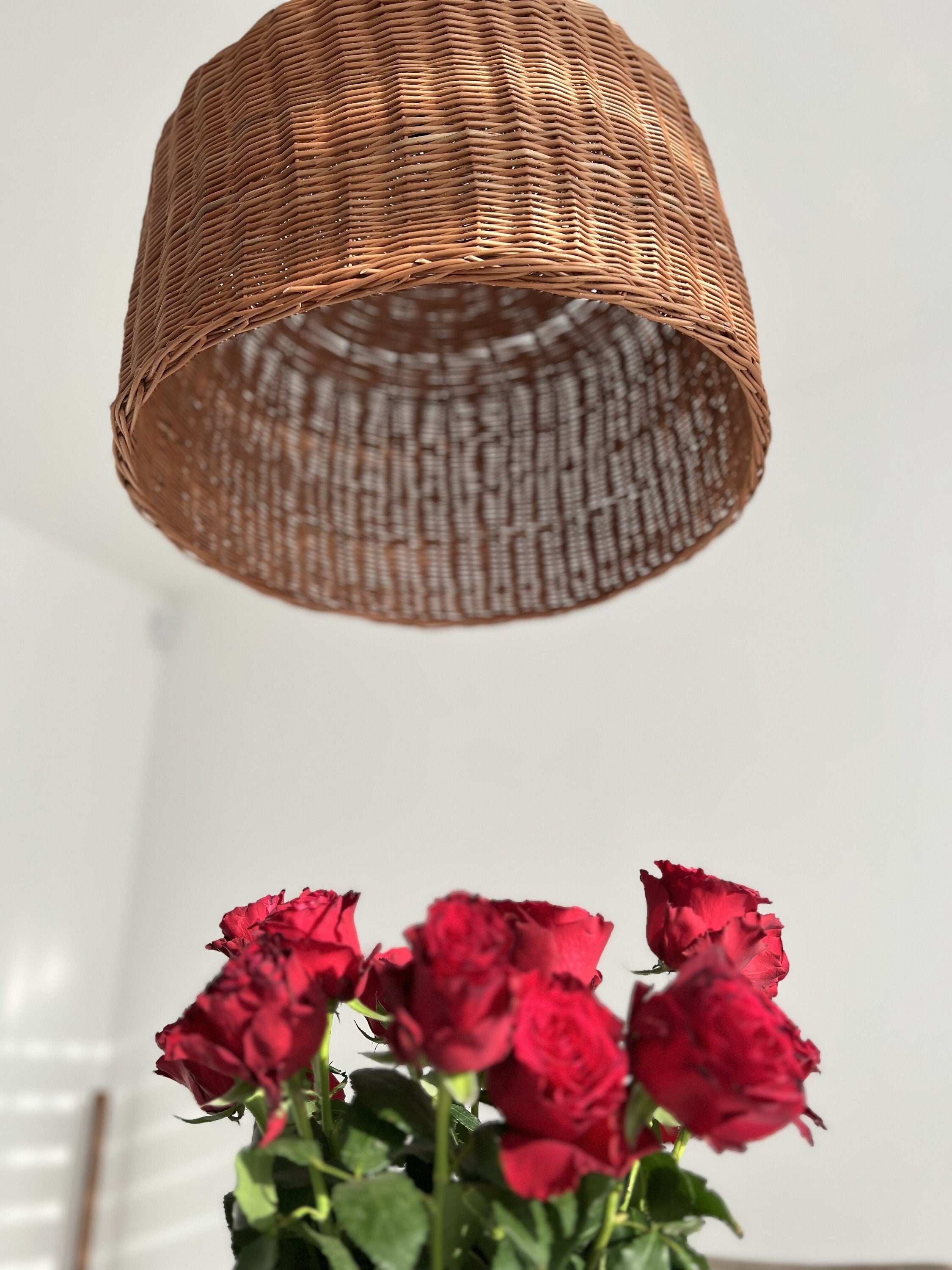 Pendant Ceiling Wood Lantern, Bohemian Light Pendant, Hanging Pendant, Handmade Rattan Lamp Shade, Pendant light
