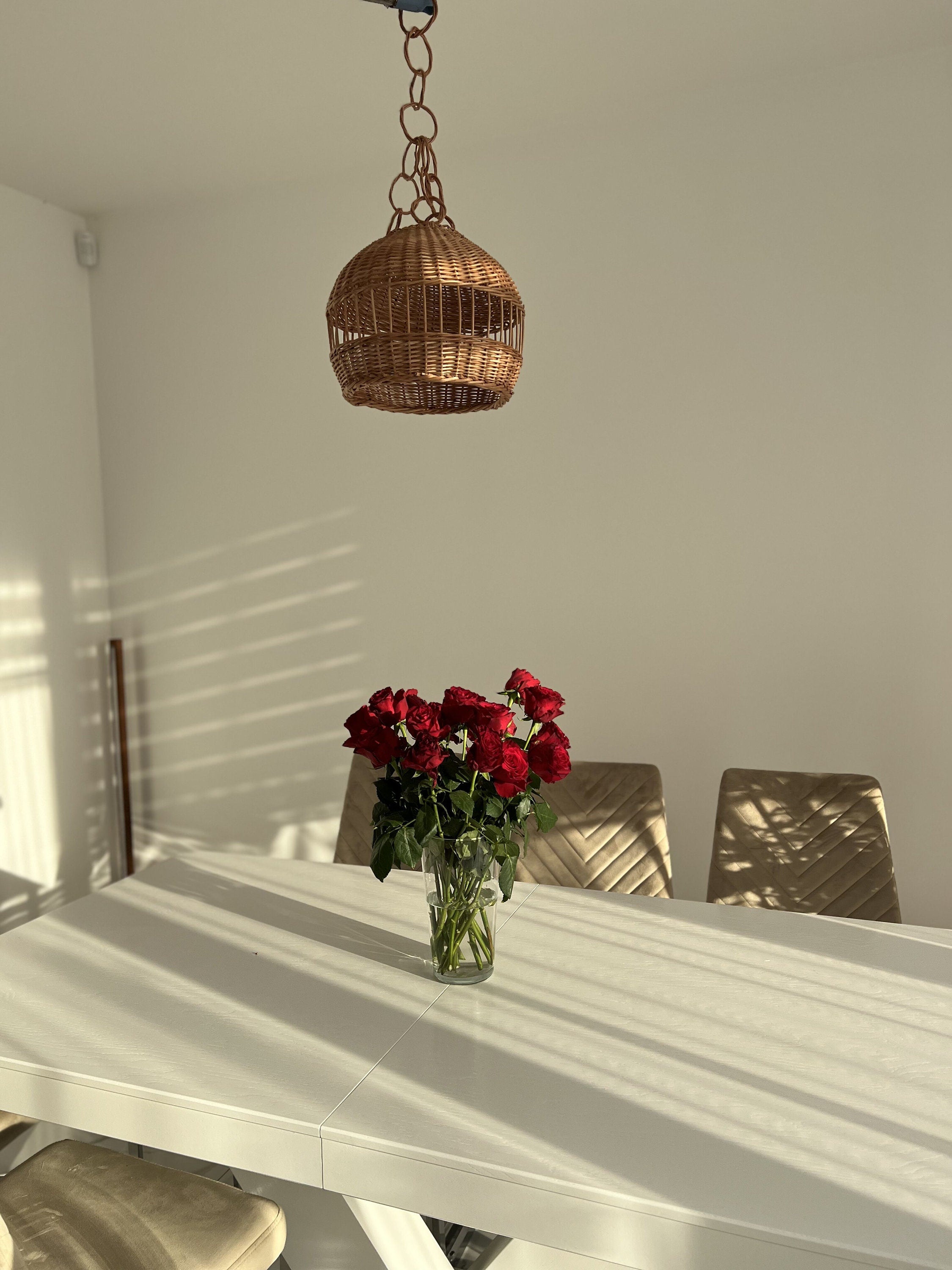 Wicker Pendant Light Shade, Wicker Lamp Boho Style, Lampshade Pendant, Lamp Rattan Chandelier Hanging Lamp Suspension Rotan Natural Lamp
