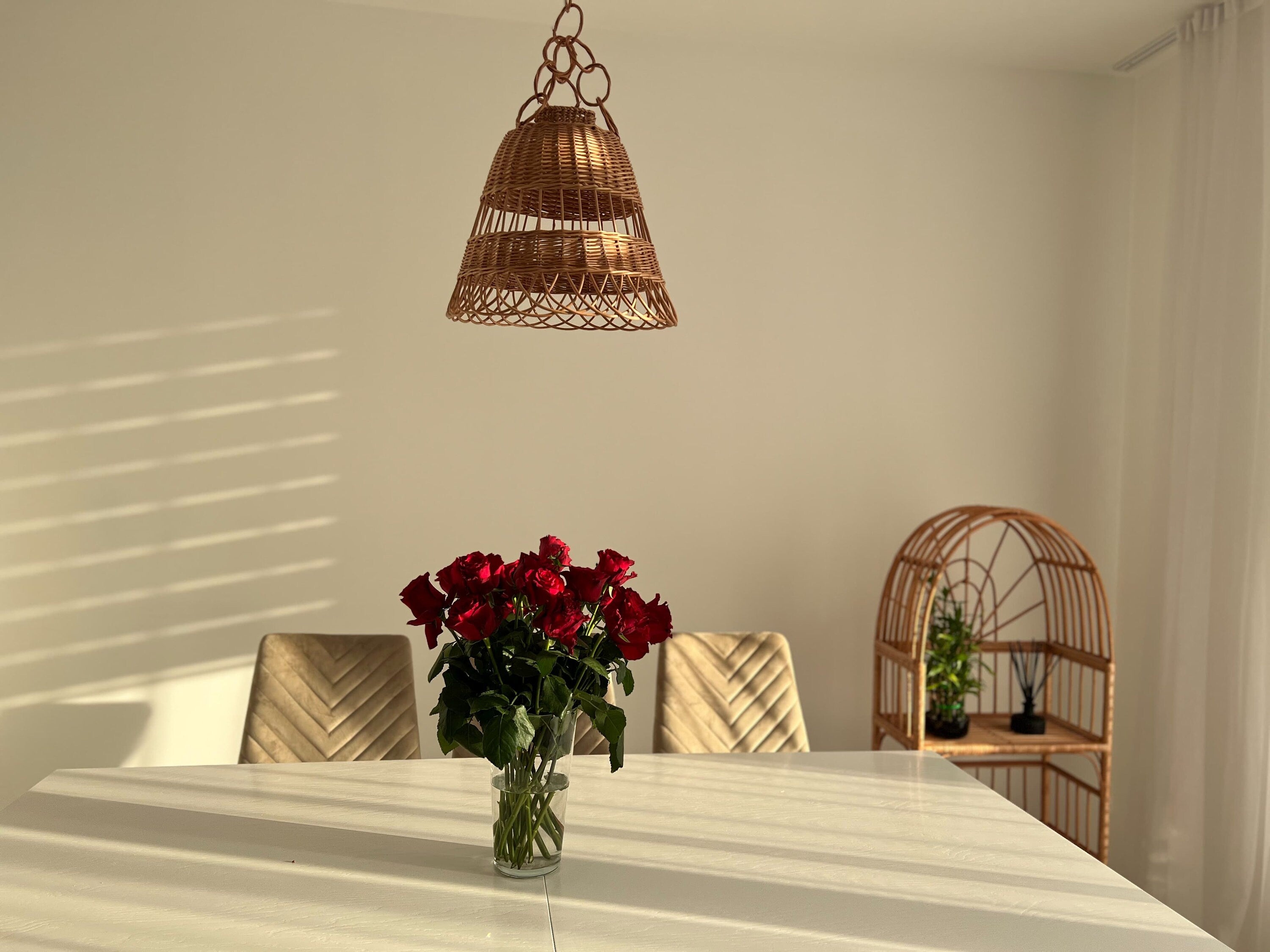 Wicker Lamp Boho Style, Lampshade Pendant, Lamp Rattan Chandelier Hanging Lamp Suspension Rotan Natural Lamp