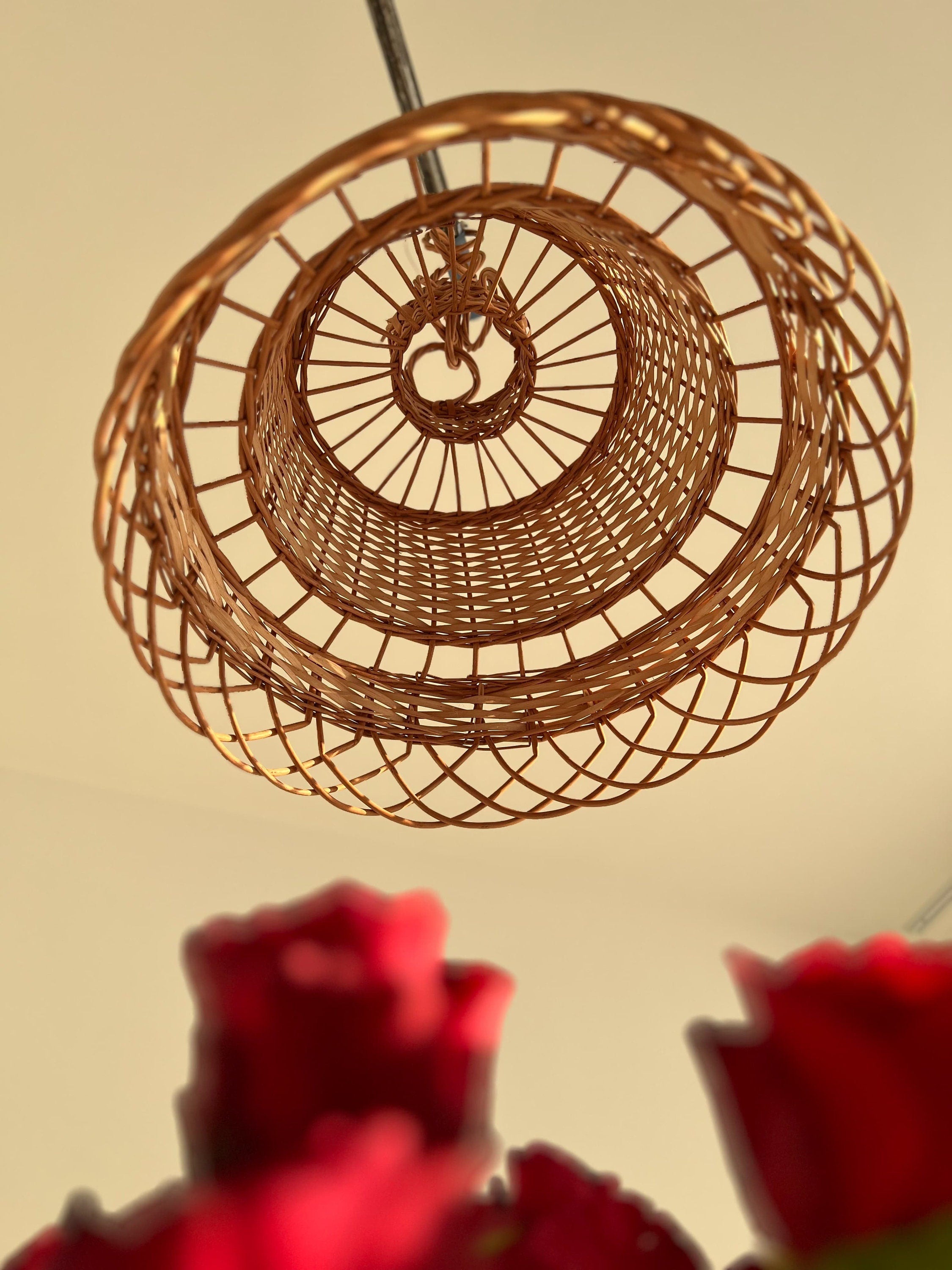 Lamp Rattan Chandelier Hanging Lamp Suspension Rotan Natural Lamp, Wicker Lamp Boho Style, Lampshade Pendant