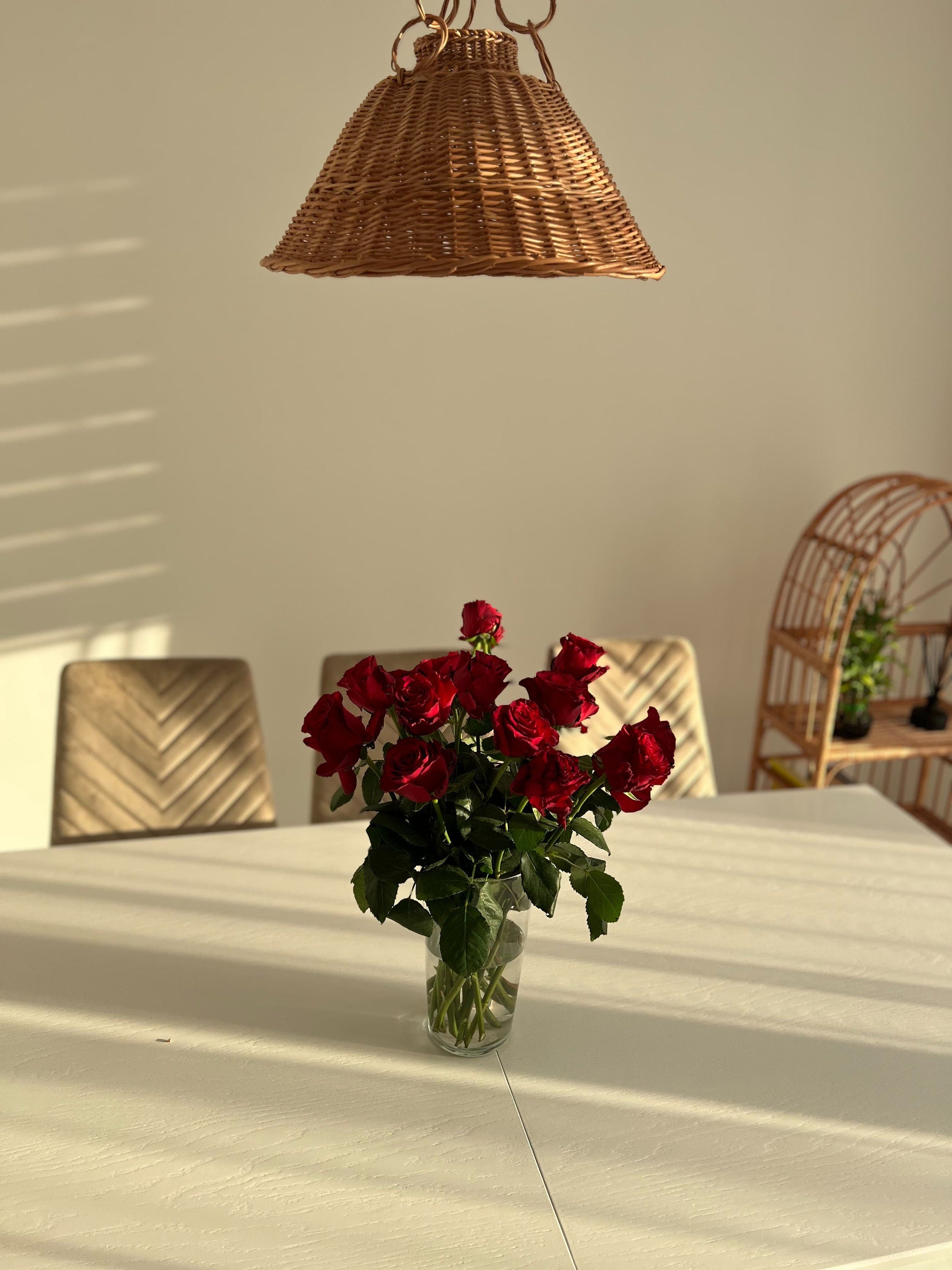 Wicker Lamp Boho Style, Lampshade Pendant, Simple old style retro, wicker rattan ceiling pendant light