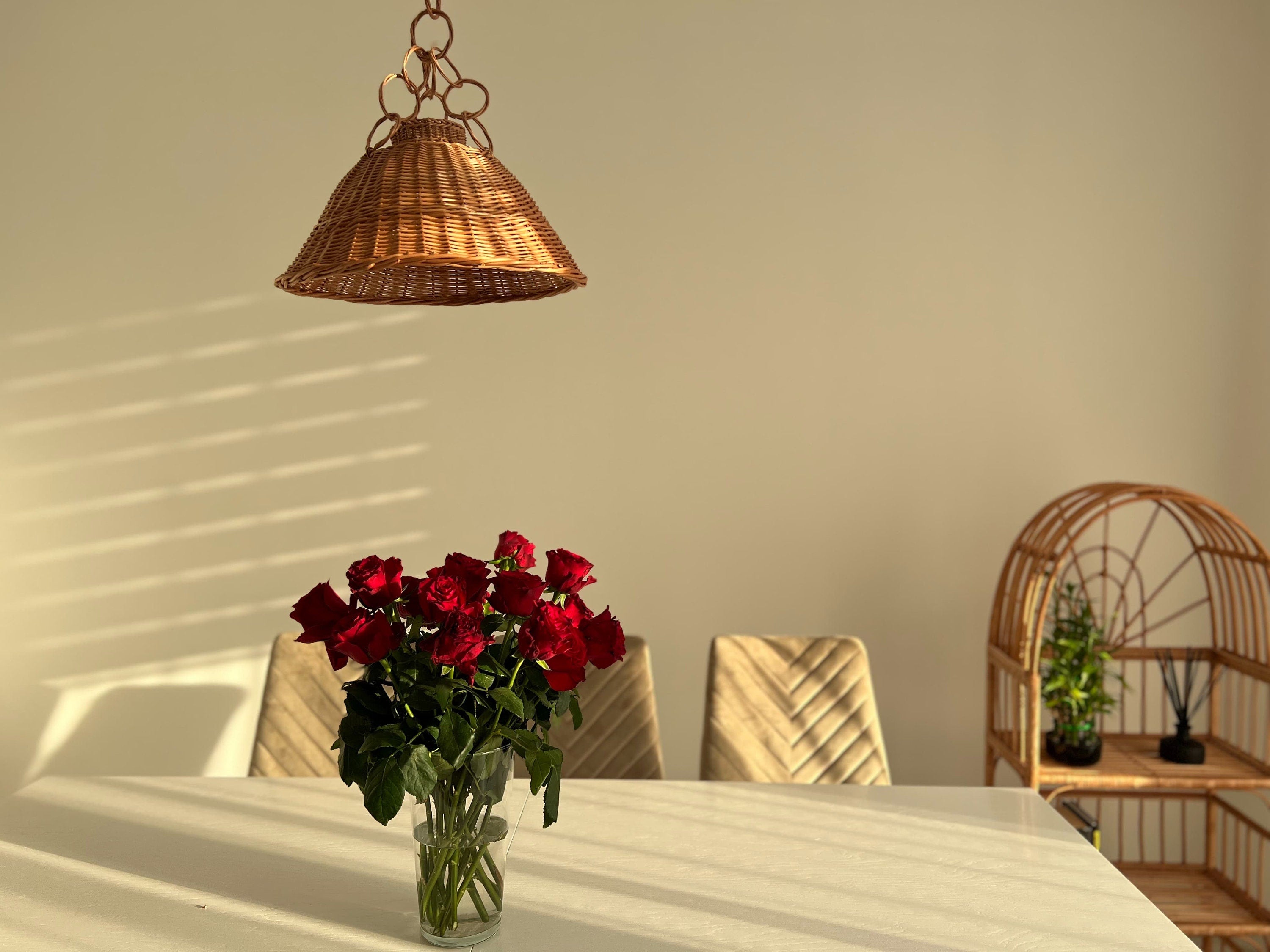 Wicker Lamp Boho Style, Lampshade Pendant, Simple old style retro, wicker rattan ceiling pendant light