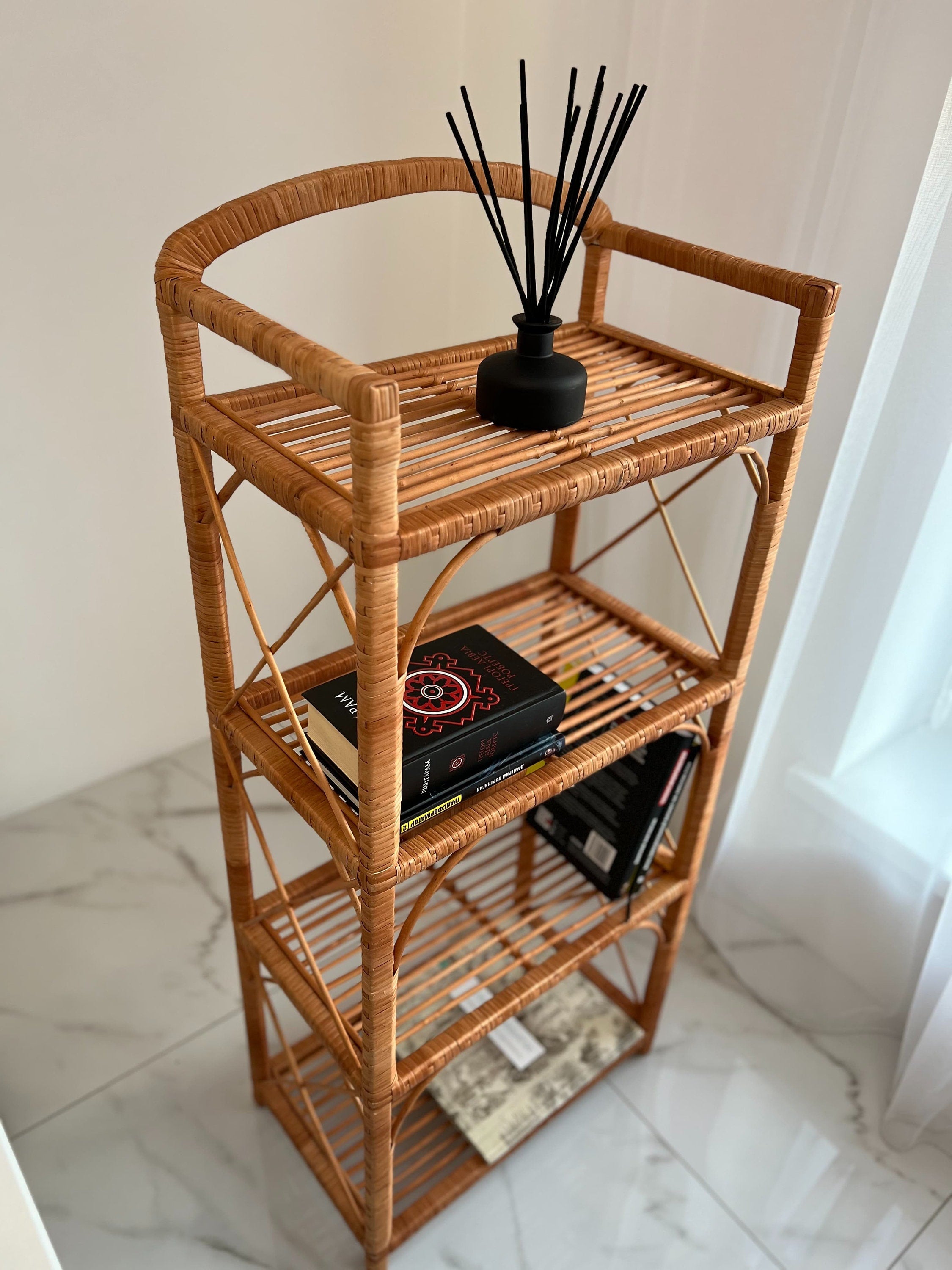 Boho shelf, Bohemian Furniture, Wicker Patio, Rack Bookshelf Storage, Shelf Plant, Shelf Boho Decor, Rattan Shelf, Room Decor Boho