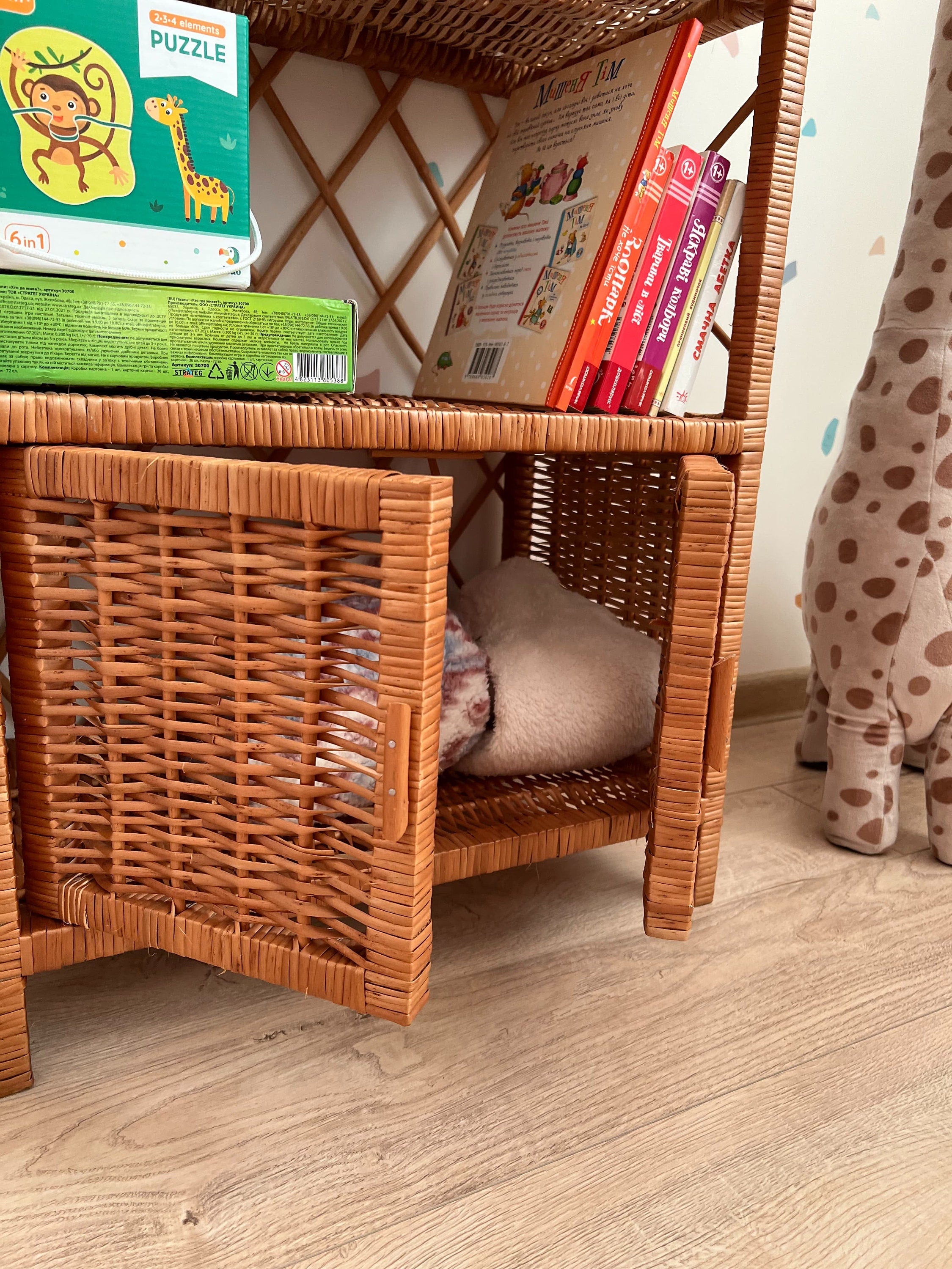 Wicker shelf, Wicker rack, Storage shelf, Bookshelf, Plant shelf, Rattan shelf