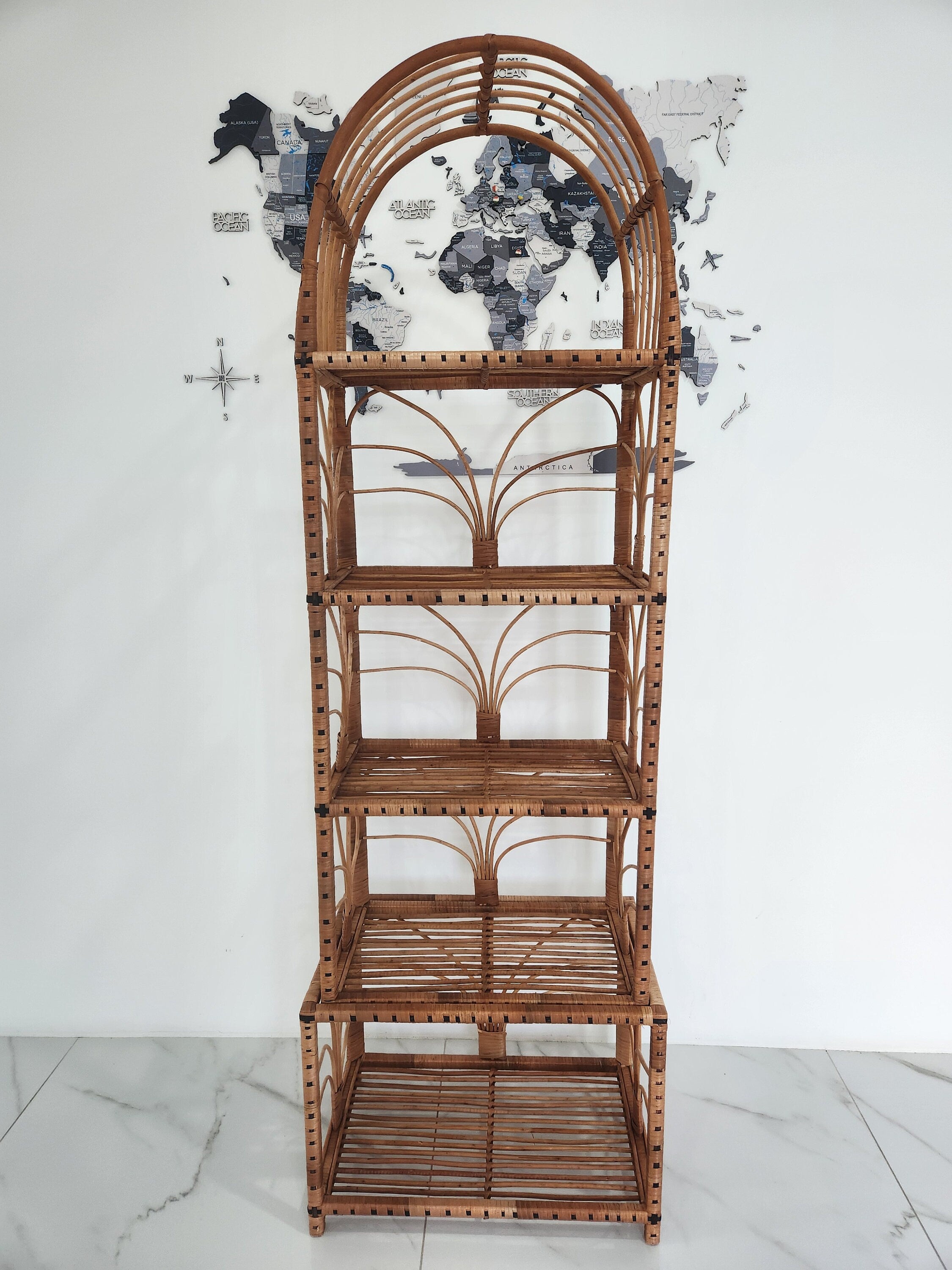 35/47/53/67 " tall handmade rattan shelf wicker shelf planter arched top bookcase wicker furniture rattan furniture kitchen shelving unit
