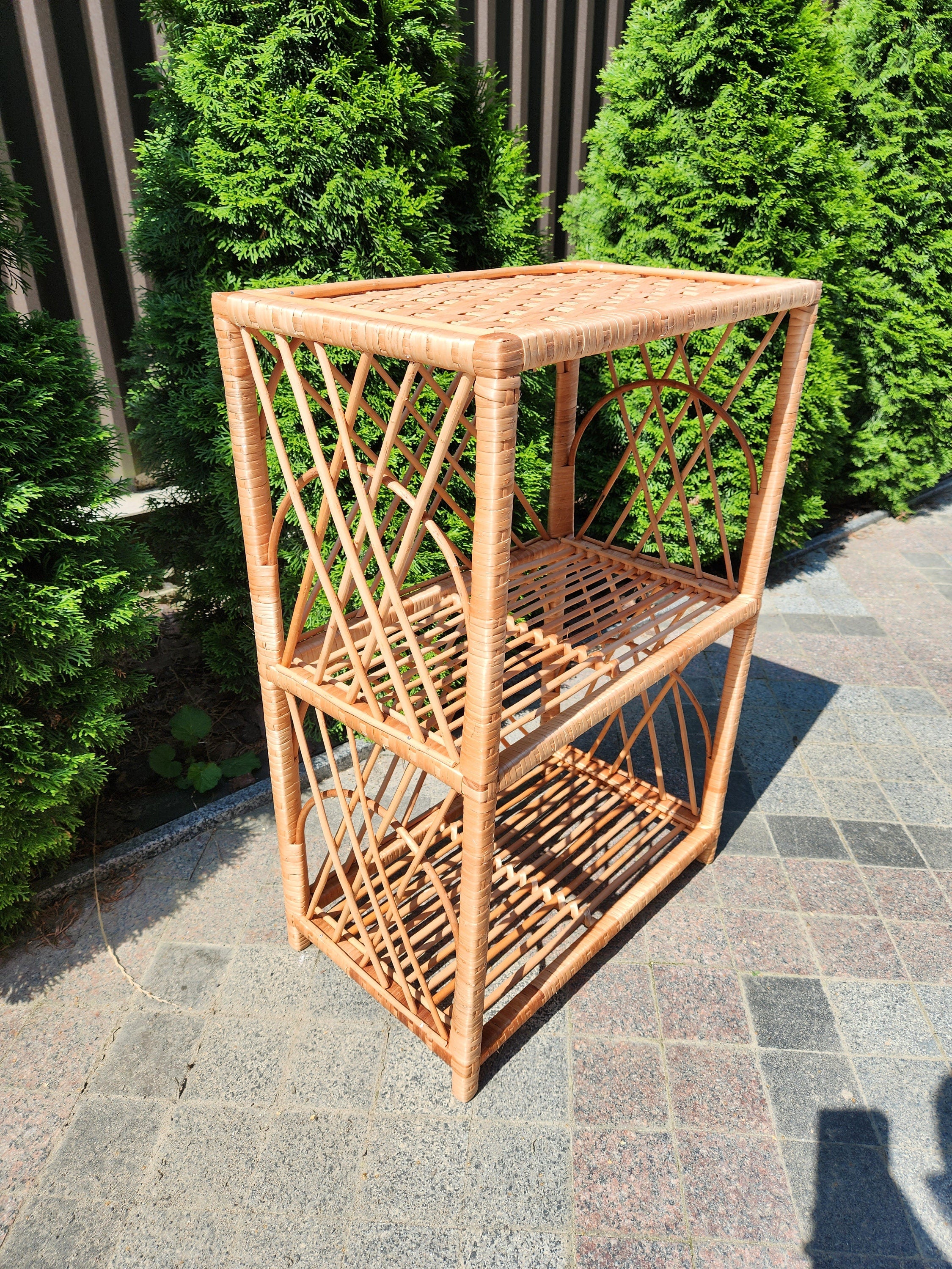 Wicker Shelf, Storage shelf, Bookshelf, Plant shelf, Rattan shelf