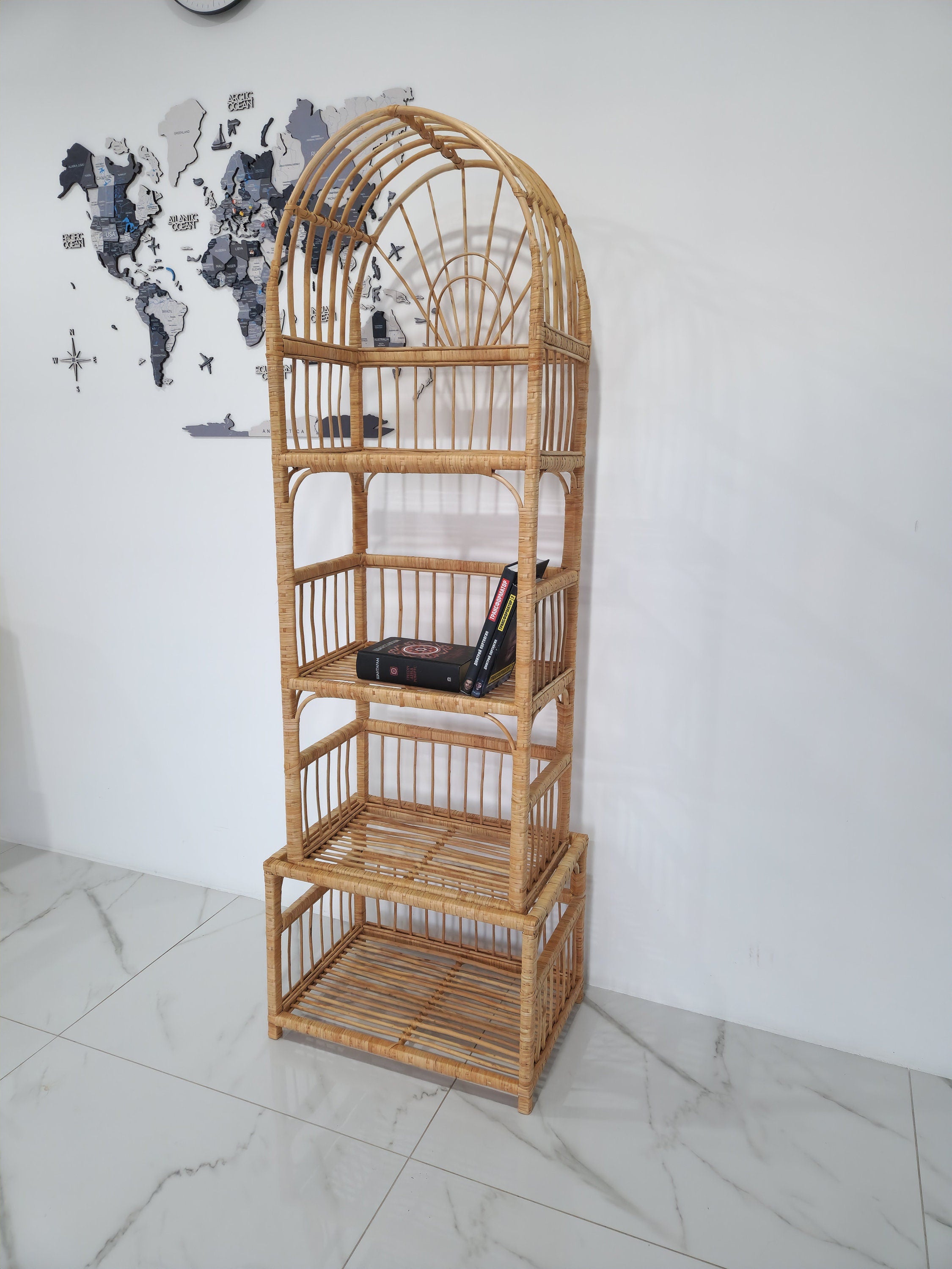 Wicker Shelf, Boho Shelf, Rack Bookshelf Storage, Shelf Plant, Shelf Boho Decor, Bookshelf, Rattan Shelf, Room Decor Boho