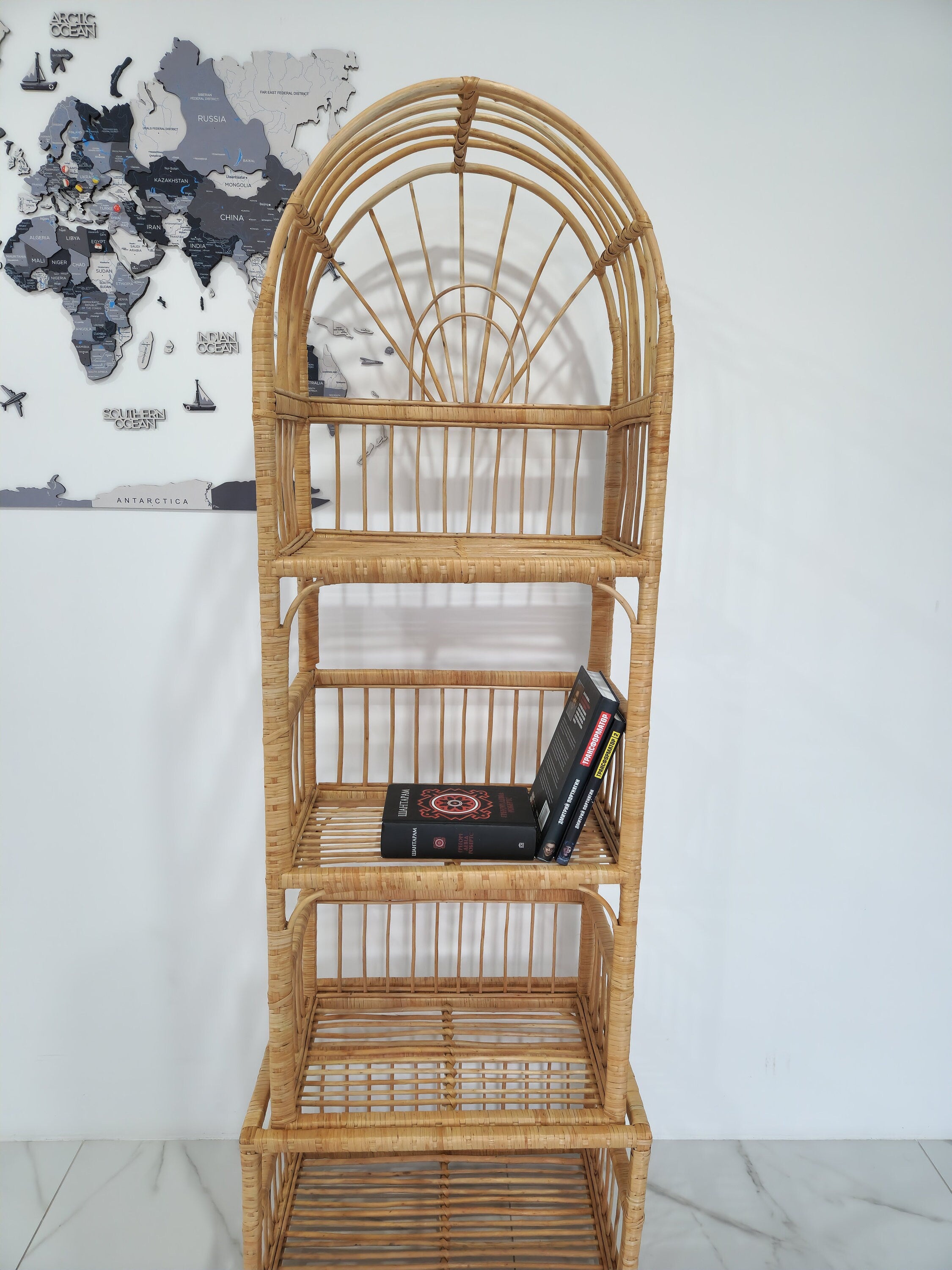 Wicker Shelf, Boho Shelf, Rack Bookshelf Storage, Shelf Plant, Shelf Boho Decor, Bookshelf, Rattan Shelf, Room Decor Boho