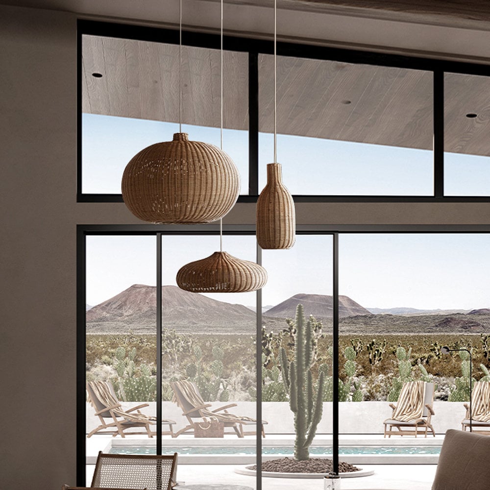 Nordic Rattan Handmade Pendant Lampshades for Kitchen Island