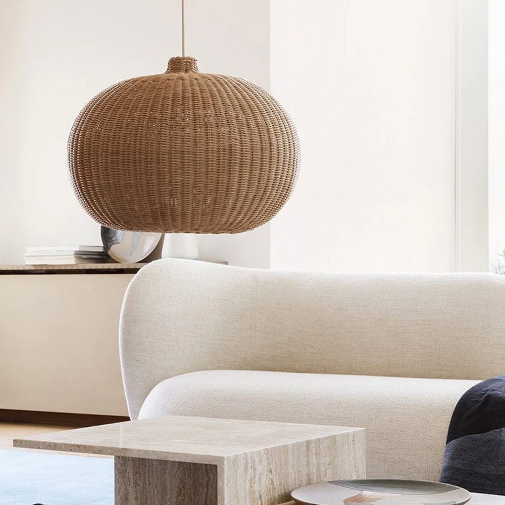 Nordic Rattan Handmade Pendant Lampshades for Kitchen Island
