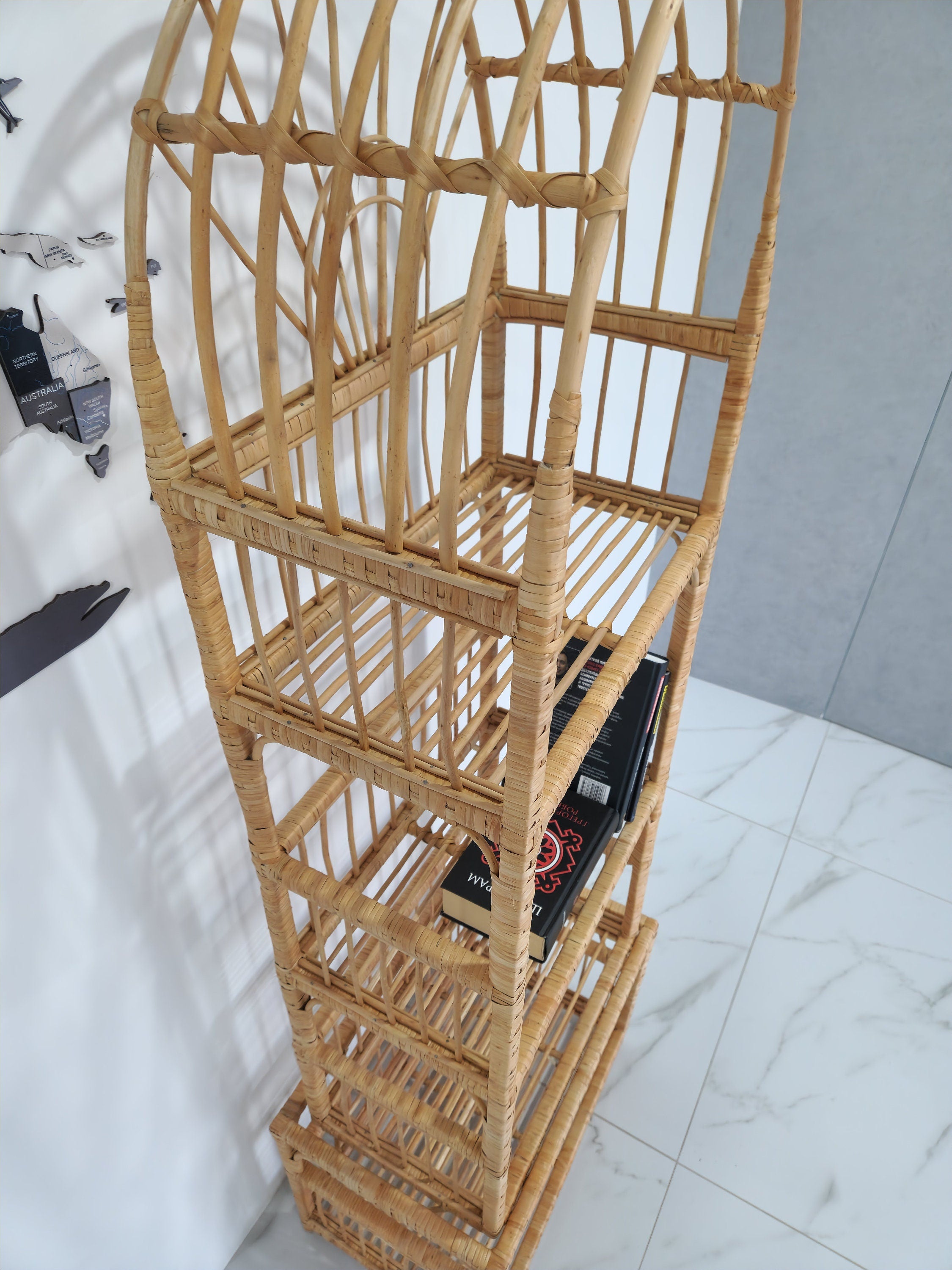 Wicker Shelf, Boho Shelf, Rack Bookshelf Storage, Shelf Plant, Shelf Boho Decor, Bookshelf, Rattan Shelf, Room Decor Boho