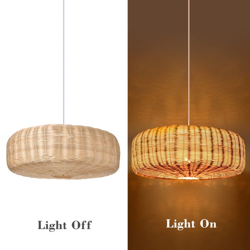 New Woven Rattan Light Fixtures, Wicker Rattan Lampshade Bamboo Lamp Pendant