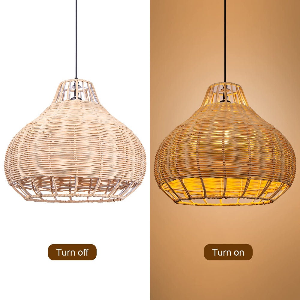 New Woven Rattan Light Fixtures, Wicker Rattan Lampshade Bamboo Lamp Pendant
