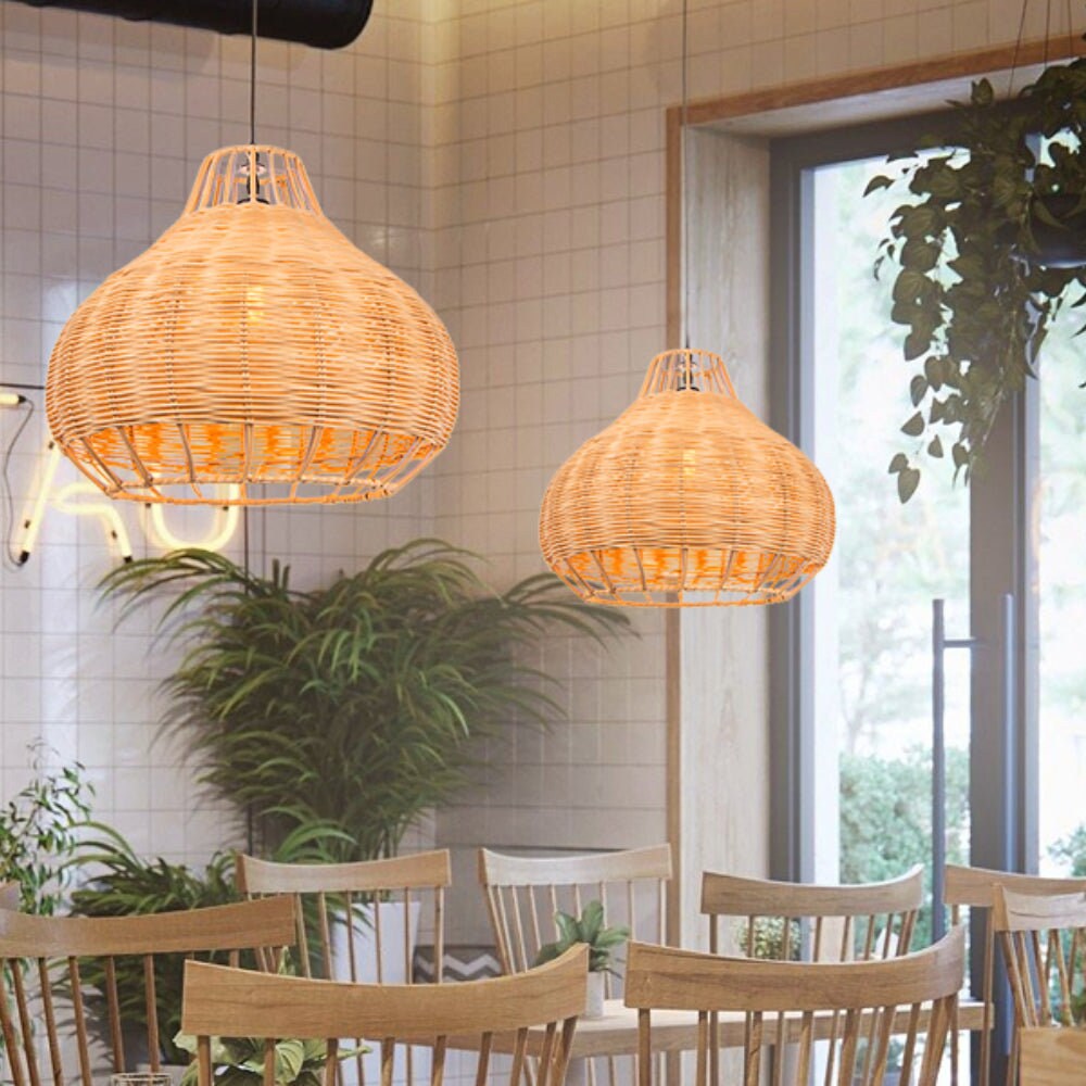 New Woven Rattan Light Fixtures, Wicker Rattan Lampshade Bamboo Lamp Pendant