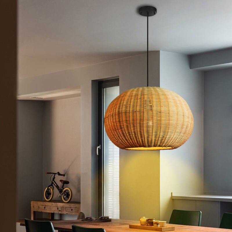 Nordic Rattan Handmade Pendant Lampshades for Kitchen Island